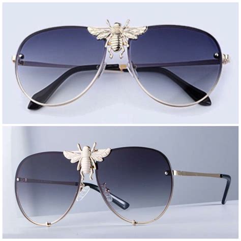 gucci sunglasses with bumblebee|Gucci aviator sunglasses with bee.